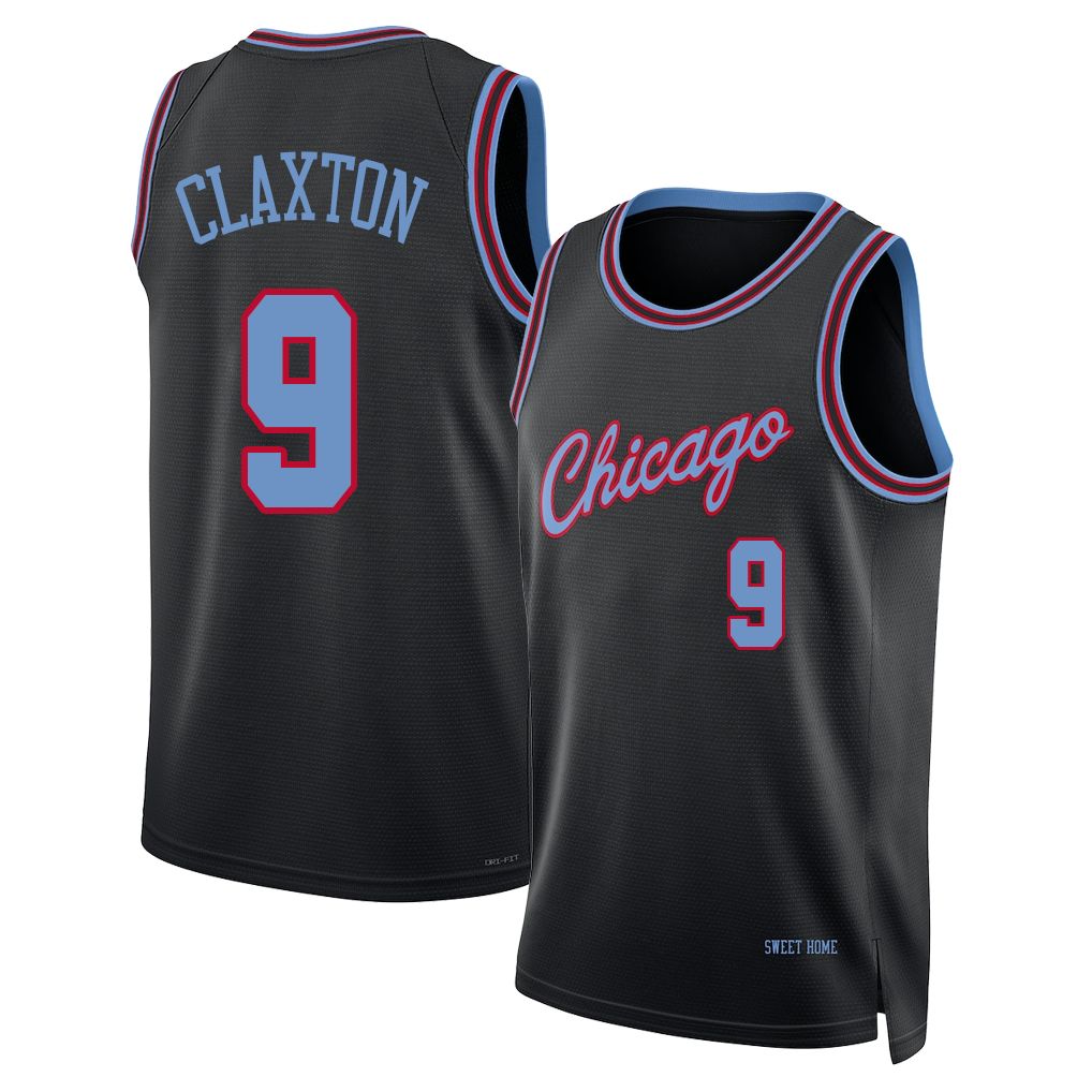 Chicago #9 Claxton Player Basketball Sleeveless Black Jersey Nic For Adult Youth