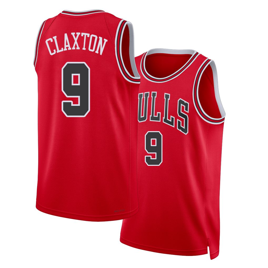 Chicago #9 Claxton Player Basketball Sleeveless Red Jersey Nic For Adult Youth