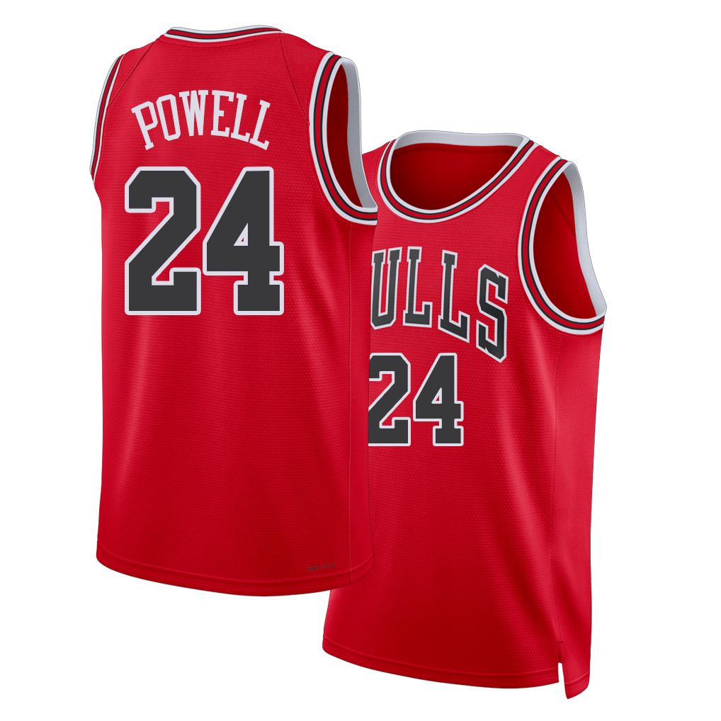 Chicago #24 Powell Player Basketball Sleeveless Red Jersey Norman For Adult Youth