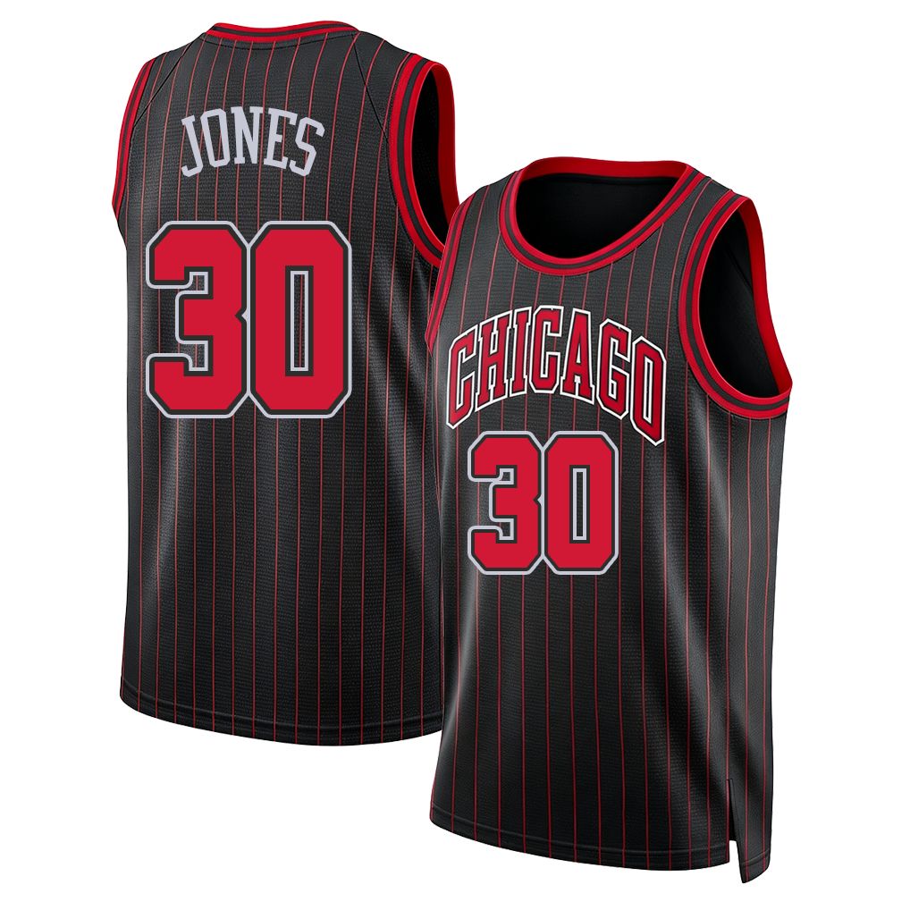 Chicago #30 Jones Player Basketball Sleeveless Black Jersey Tre For Adult Youth