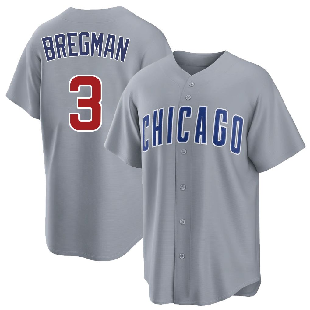 Chicago C #3 Bregman Player Baseball Short Sleeve Gray Jersey Alex For Men Women Youth Gift