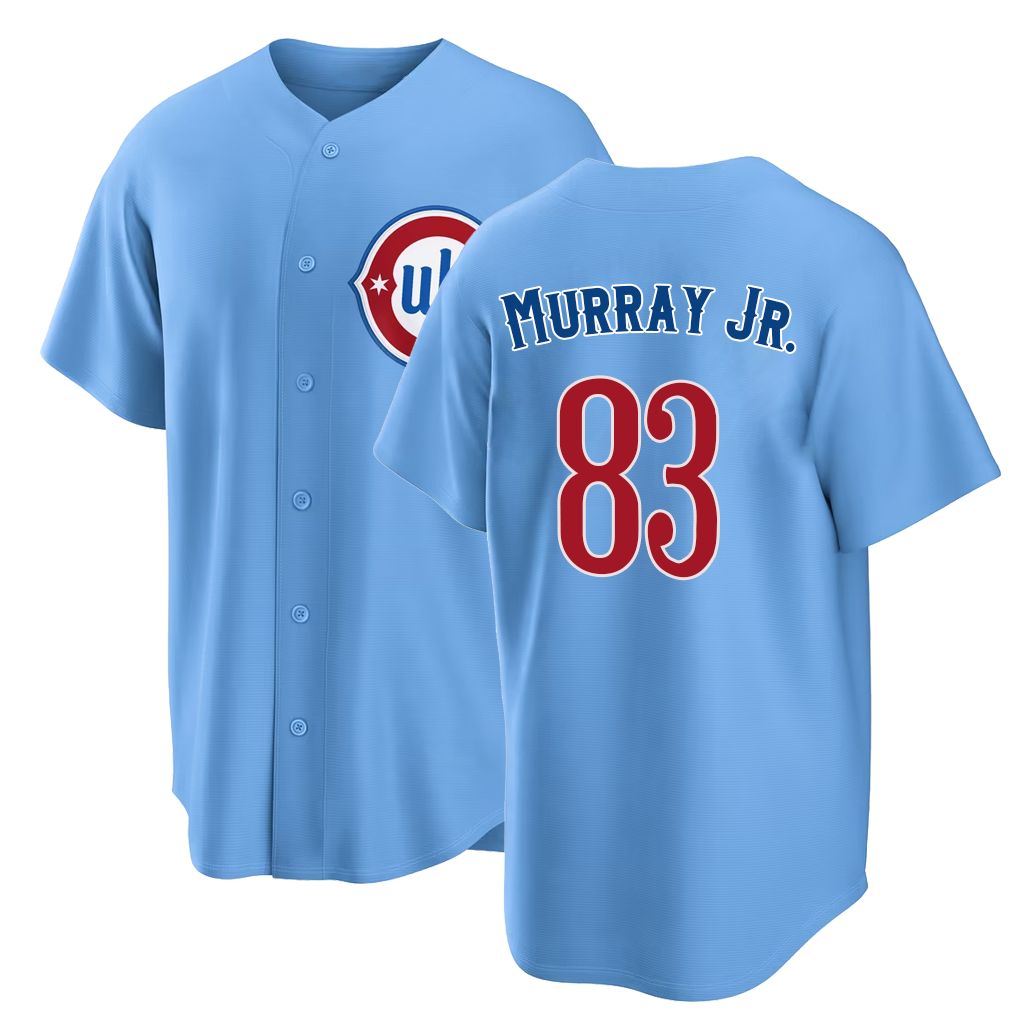 Chicago C #83 Murray Jr. Player Baseball Short Sleeve Lighrt Blue Jersey BJ For Men Women Youth Gift