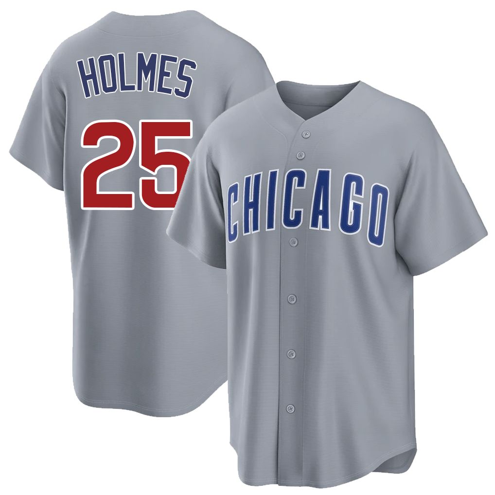 Chicago C #25 Holmes Player Baseball Short Sleeve Gray Jersey Clay For Men Women Youth Gift