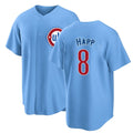 Chicago C #8 Happ Player Baseball Short Sleeve Lighrt Blue Jersey Ian For Men Women Youth Gift