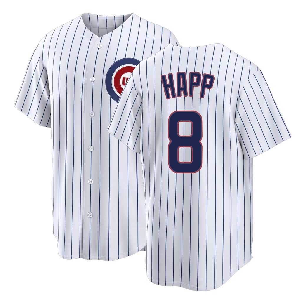 Chicago C #8 Happ Player Baseball Short Sleeve White Jersey Ian For Men Women Youth Gift