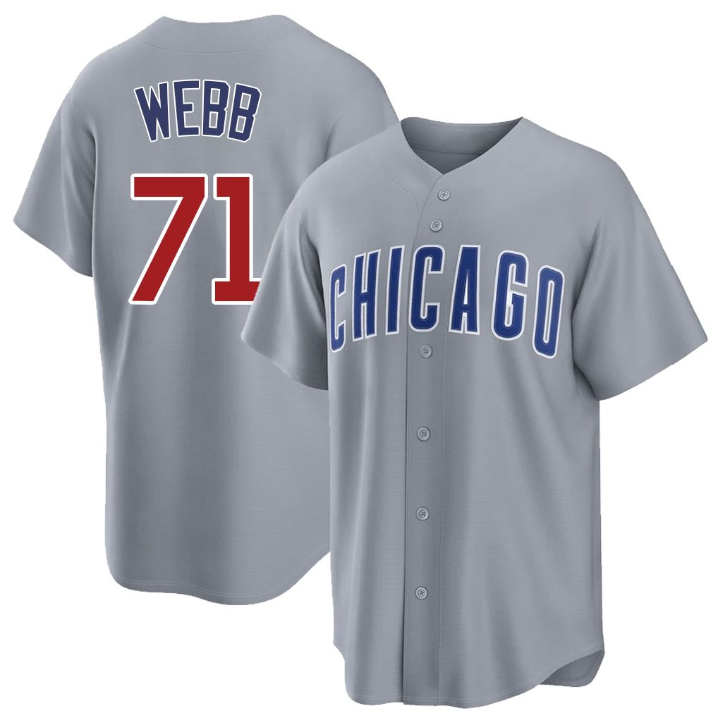 Chicago C #71 Webb Player Baseball Short Sleeve Gray Jersey Jacob For Men Women Youth Gift