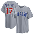 Chicago C #17 Bryant Player Baseball Short Sleeve Gray Jersey Kris For Men Women Youth Gift
