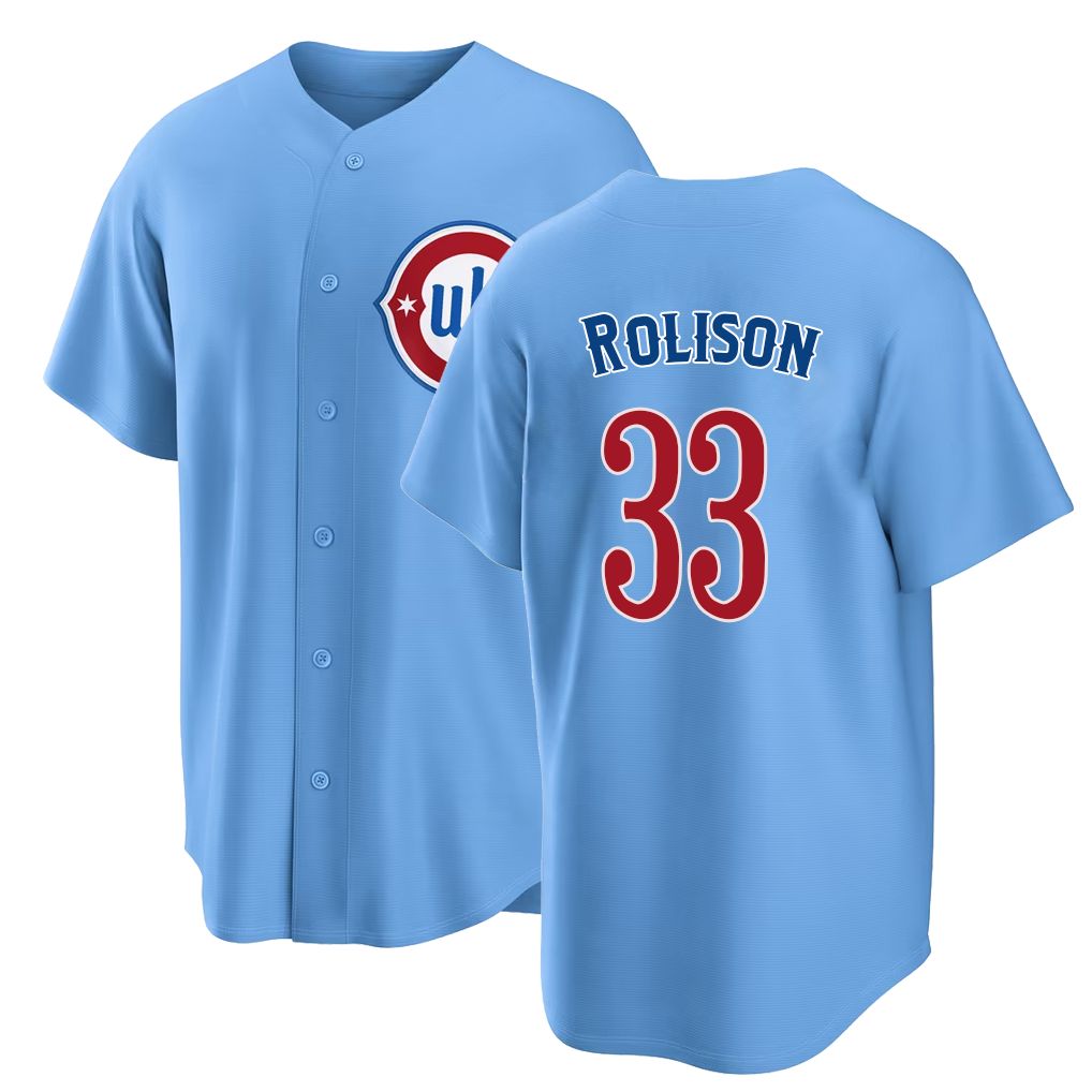 Chicago C #33 Rolison Player Baseball Short Sleeve Lighrt Blue Jersey Ryan For Men Women Youth Gift