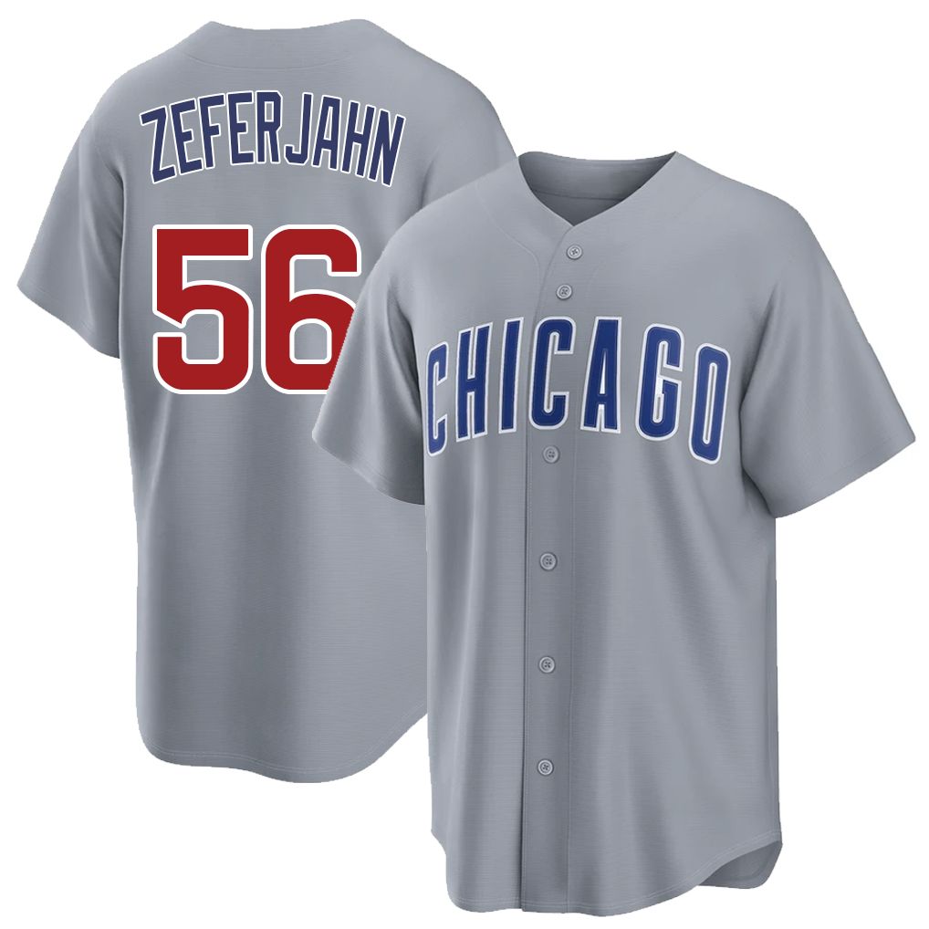 Chicago C #56 Zeferjahn Player Baseball Short Sleeve Gray Jersey Ryan For Men Women Youth Gift