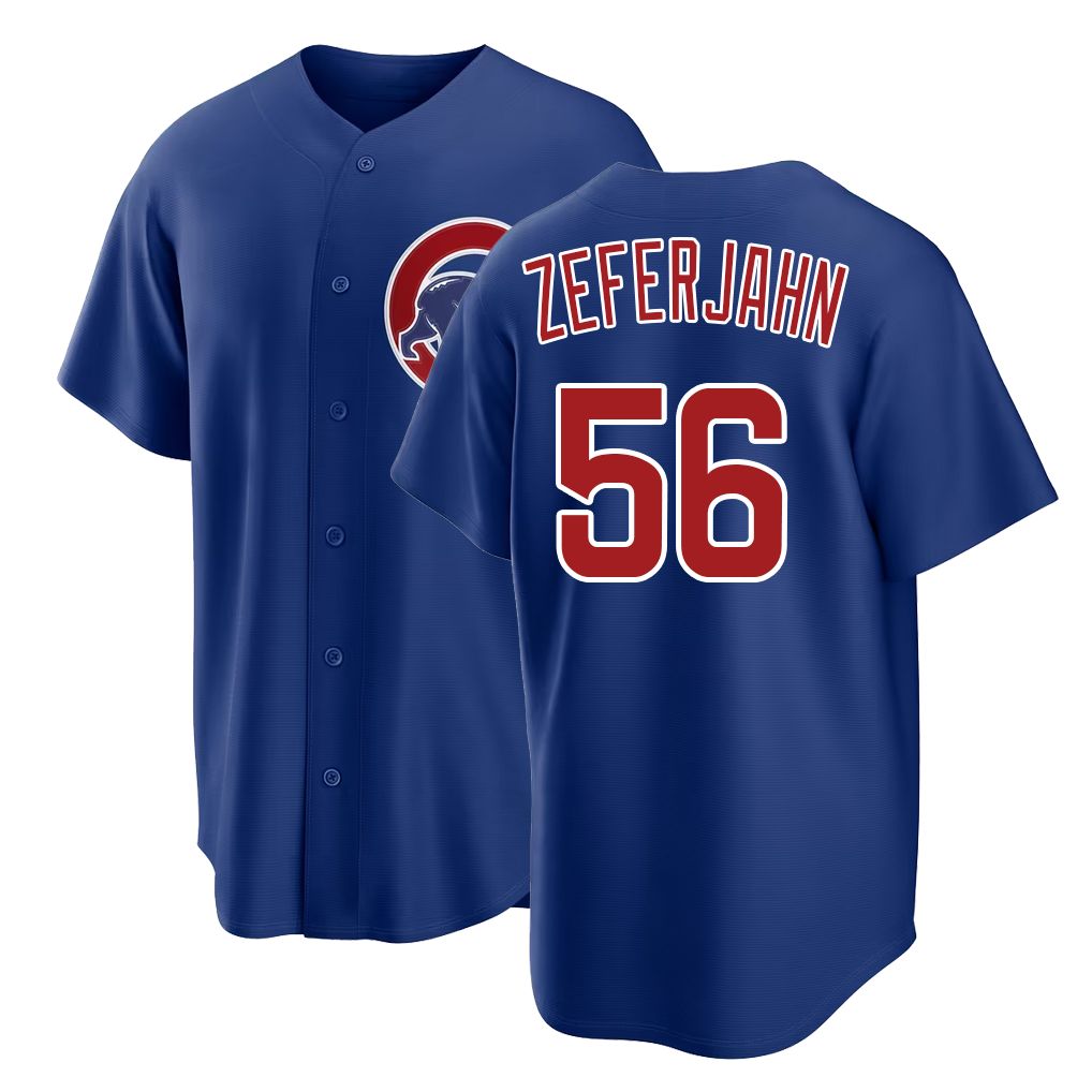 Chicago C #56 Zeferjahn Player Baseball Short Sleeve Royal Jersey Ryan For Men Women Youth Gift