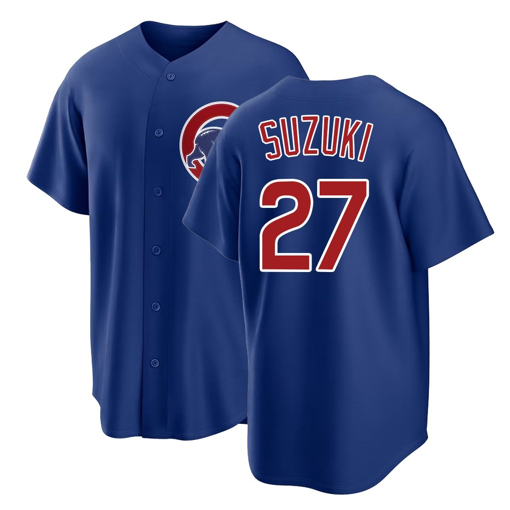 Chicago C #27 Suzuki Player Baseball Short Sleeve Royal Jersey Seiya For Men Women Youth Gift