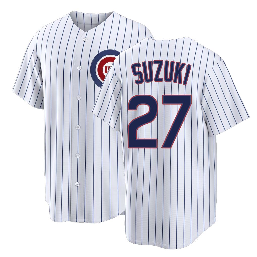Chicago C #27 Suzuki Player Baseball Short Sleeve White Jersey Seiya For Men Women Youth Gift