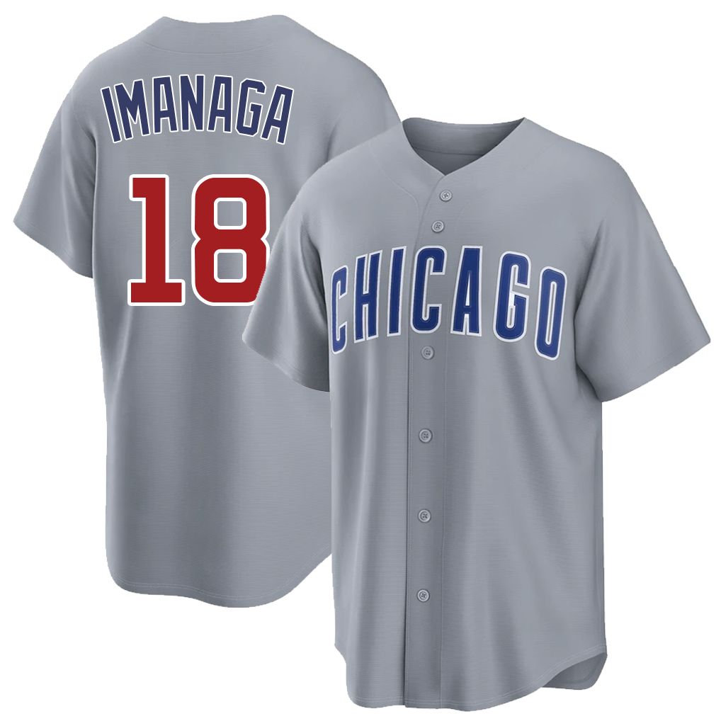 Chicago C #18 Imanaga Player Baseball Short Sleeve Gray Jersey Shota For Men Women Youth Gift