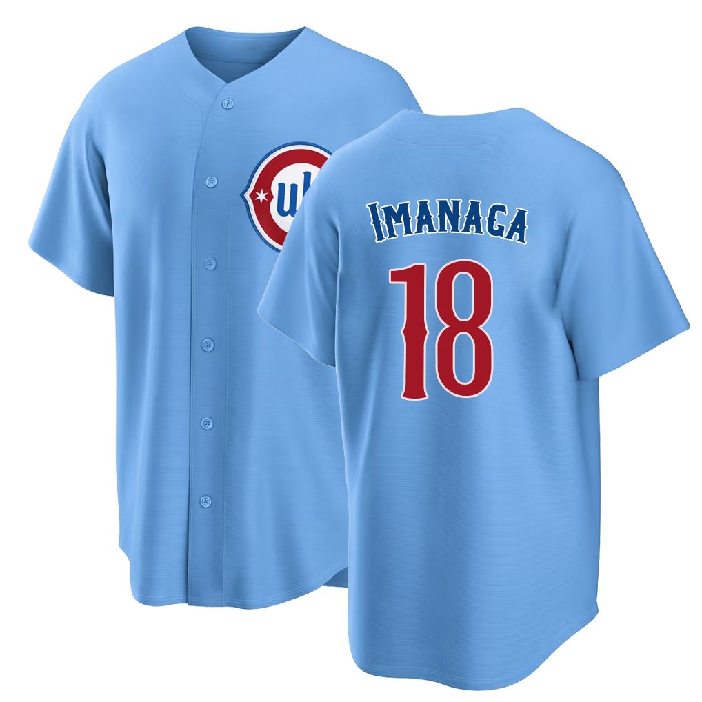 Chicago C #18 Imanaga Player Baseball Short Sleeve Lighrt Blue Jersey Shota For Men Women Youth Gift