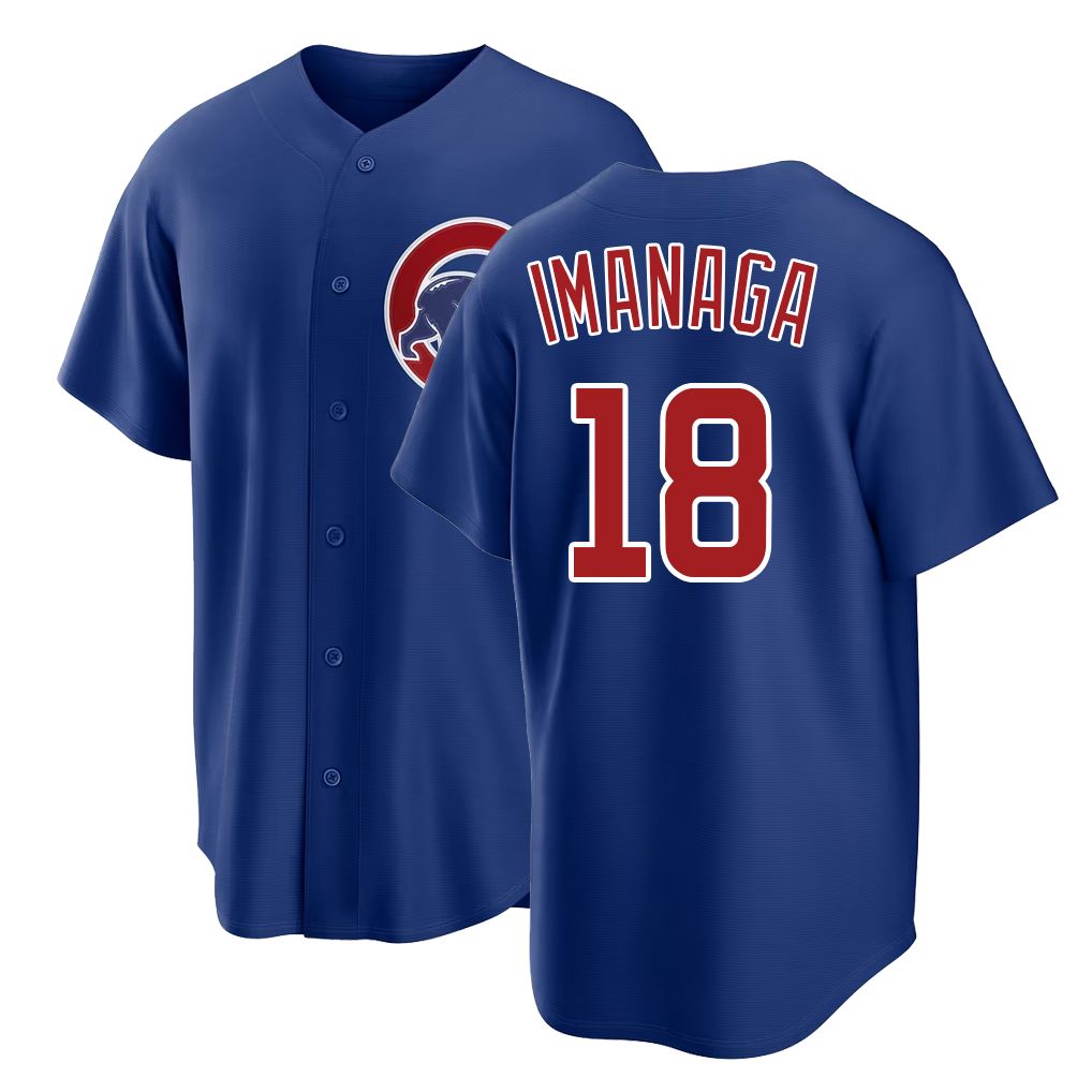 Chicago C #18 Imanaga Player Baseball Short Sleeve Royal Jersey Shota For Men Women Youth Gift