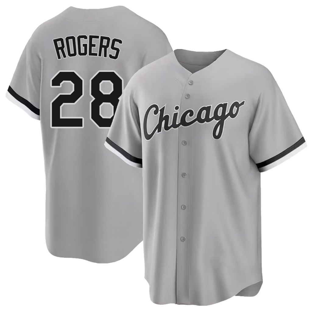 Chicago W #28 Rogers Player Baseball Short Sleeve Gray Jersey Jake For Men Women Youth Gift