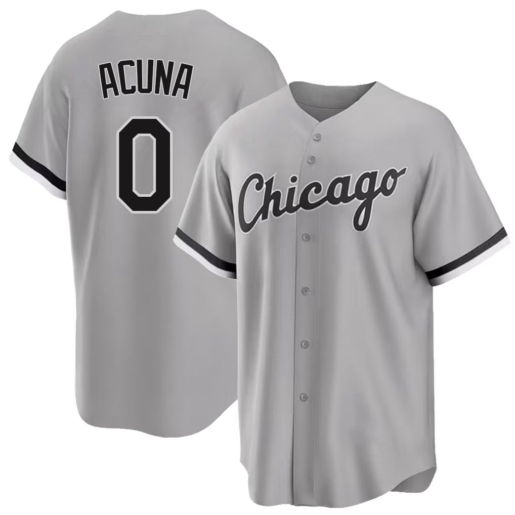 Chicago W #0 Acuña Player Baseball Short Sleeve Gray Jersey Luisangel For Men Women Youth Gift