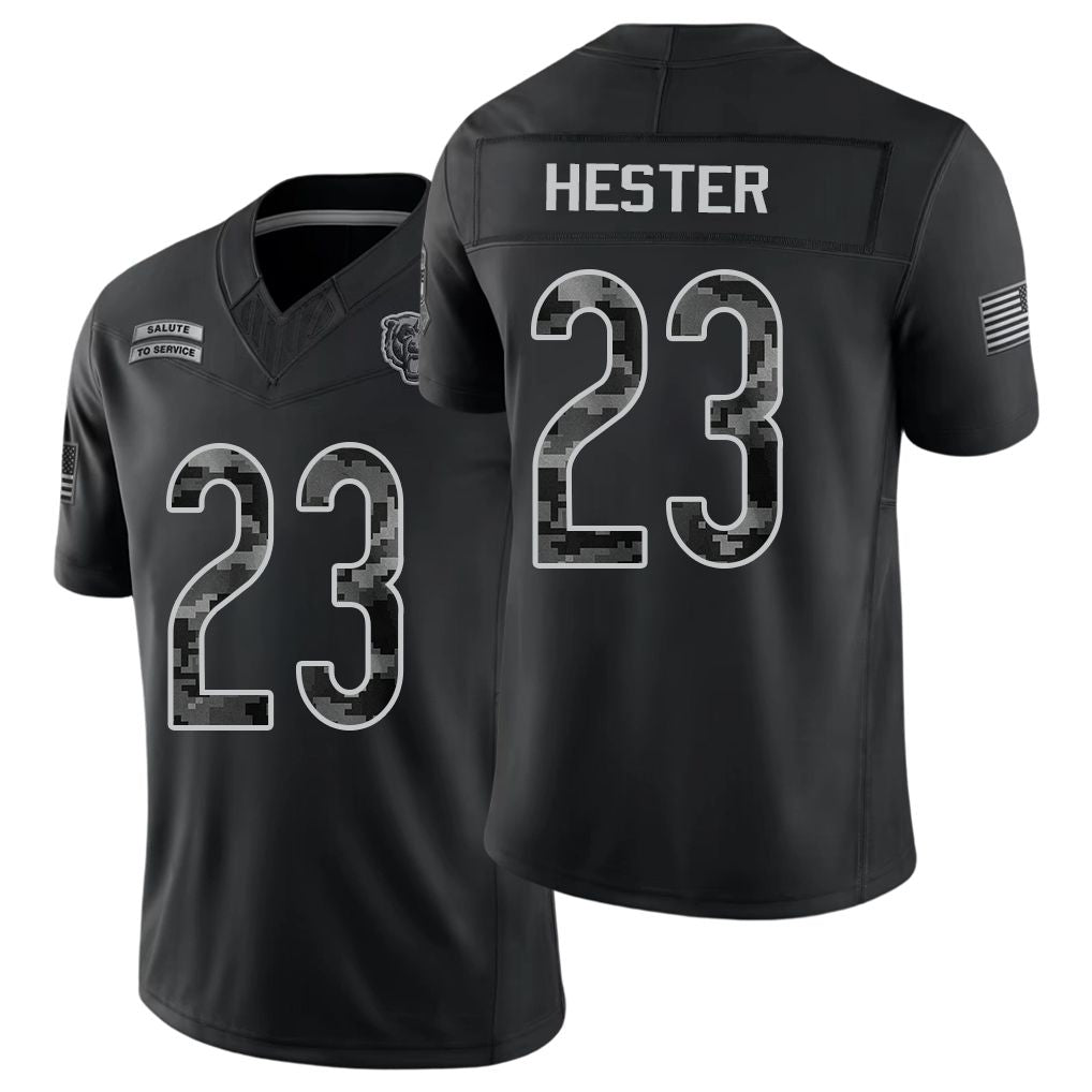 Chicago #23 Hester Player Football V Neck Short Sleeve Black Jersey Devin For Men Youth Women Gift