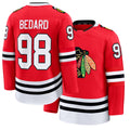 Mens Chicago #98 Bedard Player Ice hockey Long Sleeve Red Connor Jersey