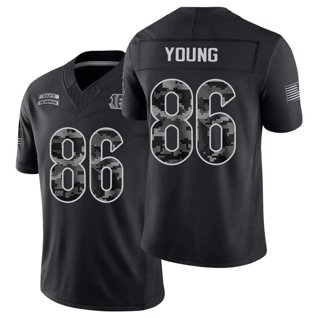 Cincinnati #86 Young Player Football V Neck Short Sleeve Black Jersey Colbie For Men Youth Women Gift