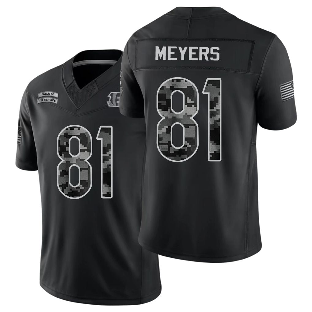 Cincinnati #81 Meyers Player Football V Neck Short Sleeve Black Jersey Dohnte For Men Youth Women Gift