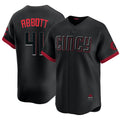Cincinnati #41 Abbott Player Baseball Short Sleeve Black Jersey Andrew For Men Women Youth Gift