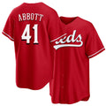 Cincinnati #41 Abbott Player Baseball Short Sleeve Red Jersey Andrew For Men Women Youth Gift