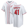 Cincinnati #41 Abbott Player Baseball Short Sleeve White Jersey Andrew For Men Women Youth Gift