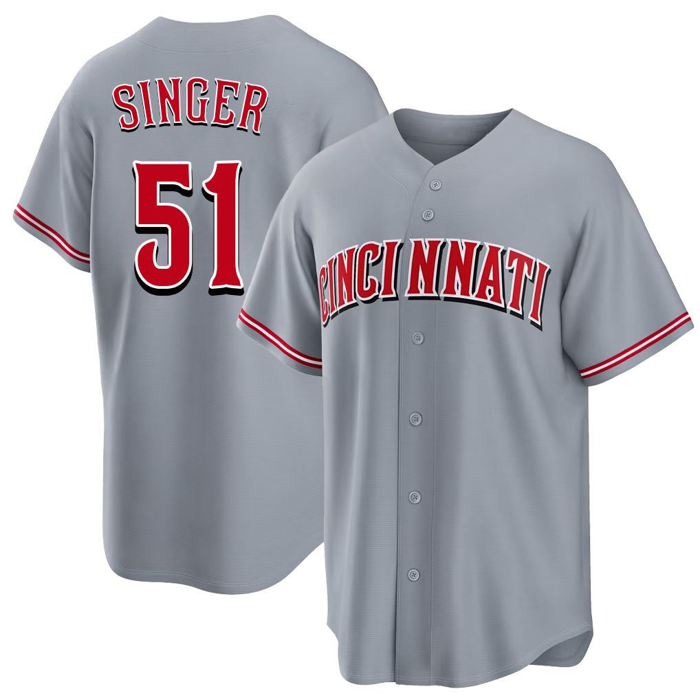 Cincinnati #51 Singer Player Baseball Short Sleeve Gray Jersey Brady For Men Women Youth Gift