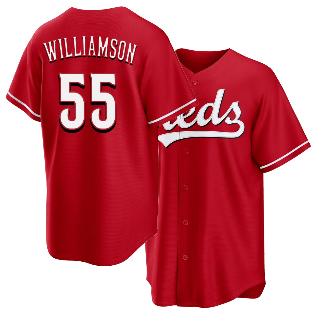 Cincinnati #55 Williamson Player Baseball Short Sleeve Red Jersey Brandon For Men Women Youth Gift