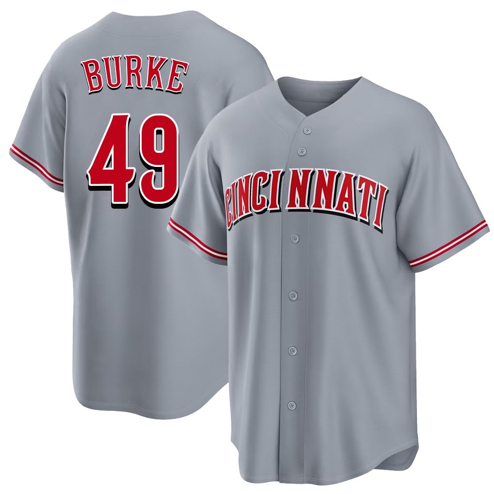 Cincinnati #49 Burke Player Baseball Short Sleeve Gray Jersey Brock For Men Women Youth Gift