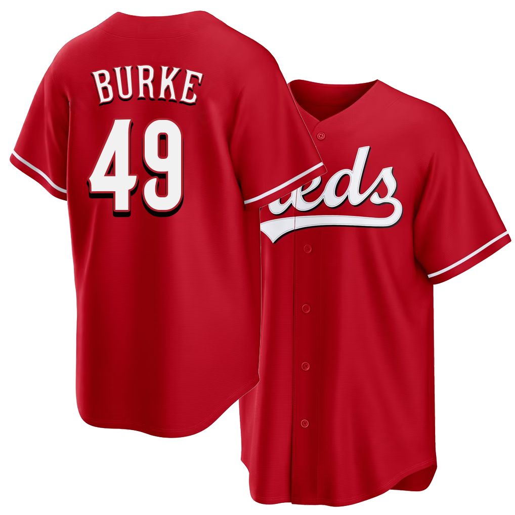 Cincinnati #49 Burke Player Baseball Short Sleeve Red Jersey Brock For Men Women Youth Gift