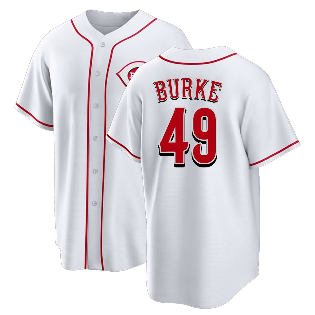 Cincinnati #49 Burke Player Baseball Short Sleeve White Jersey Brock For Men Women Youth Gift
