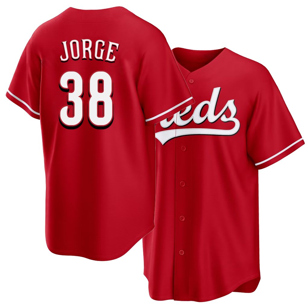 Cincinnati #38 Jorge Player Baseball Short Sleeve Red Jersey Carlos For Men Women Youth Gift