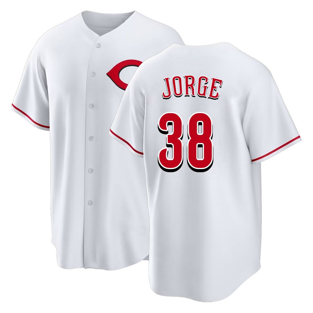 Cincinnati #38 Jorge Player Baseball Short Sleeve White Jersey Carlos For Men Women Youth Gift