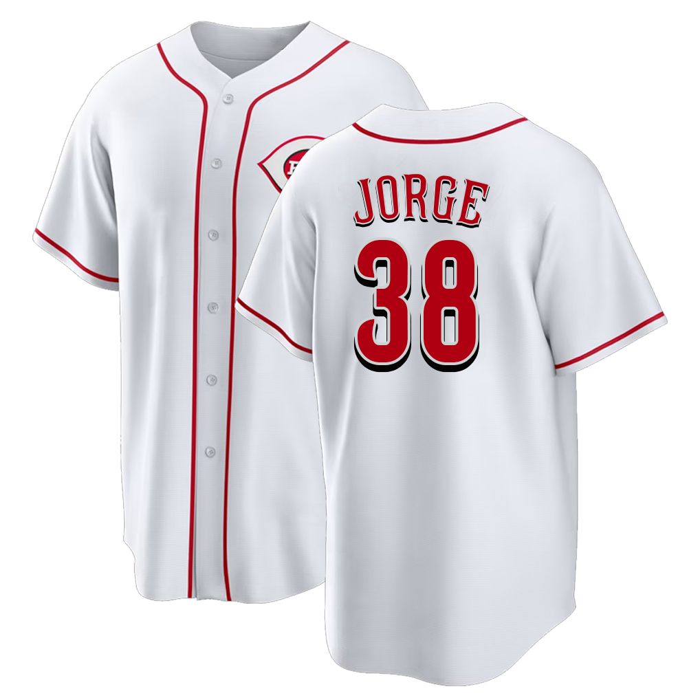Cincinnati #38 Jorge Player Baseball Short Sleeve White Jersey Carlos For Men Women Youth Gift