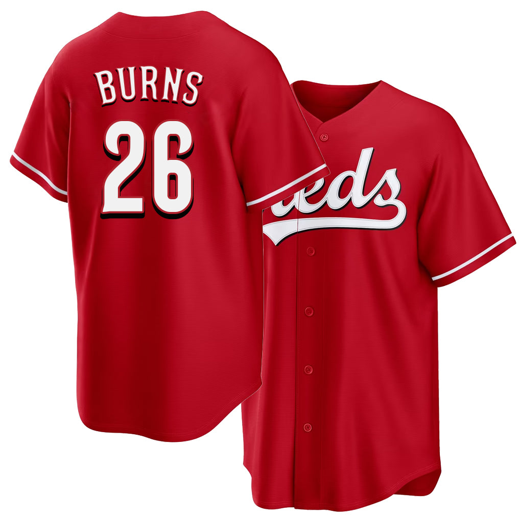 Cincinnati #26 Burns Player Baseball Short Sleeve Red Jersey Chase For Men Women Youth Gift