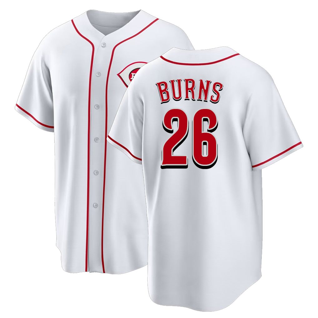 Cincinnati #26 Burns Player Baseball Short Sleeve White Jersey Chase For Men Women Youth Gift