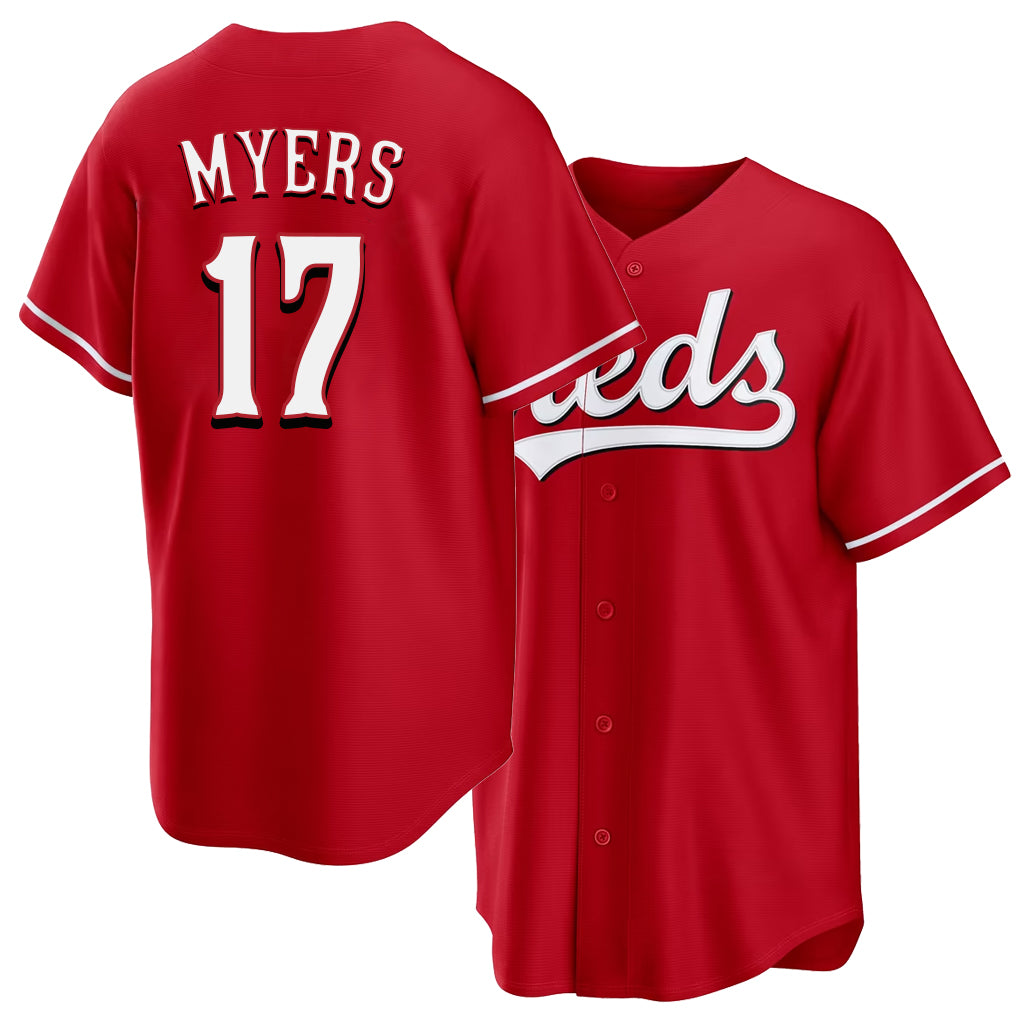 Cincinnati #17 Myers Player Baseball Short Sleeve Red Jersey Dane For Men Women Youth Gift