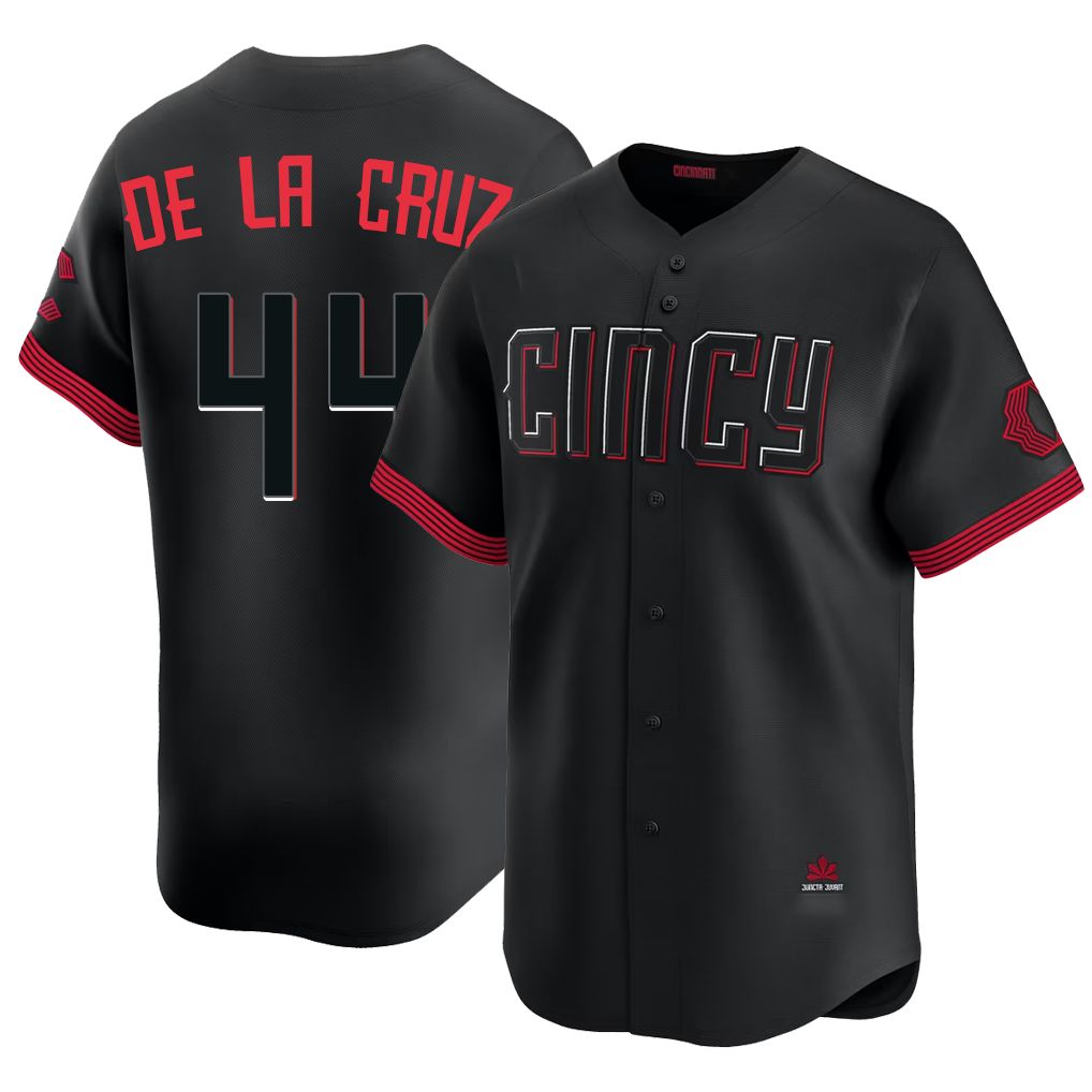 Cincinnati #44 De La Cruz Player Baseball Short Sleeve Black Jersey Elly For Men Women Youth Gift