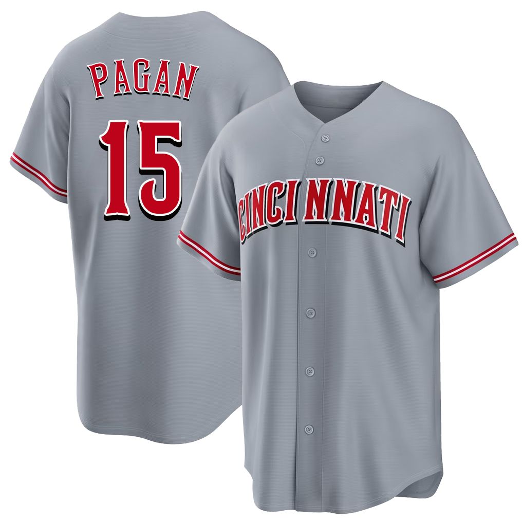 Cincinnati #15 Pagan Player Baseball Short Sleeve Gray Jersey Emilio For Men Women Youth Gift