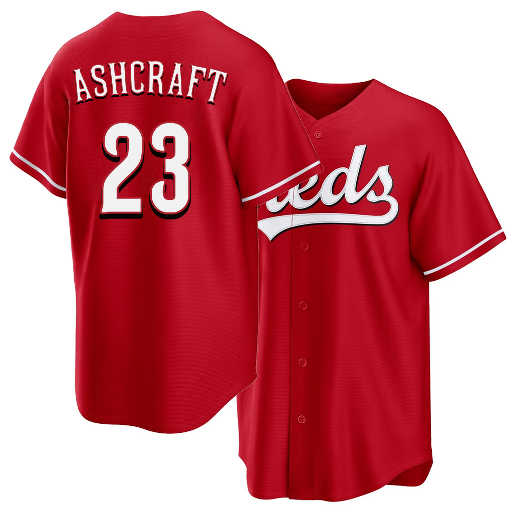 Cincinnati #23 Ashcraft Player Baseball Short Sleeve Red Jersey Graham For Men Women Youth Gift