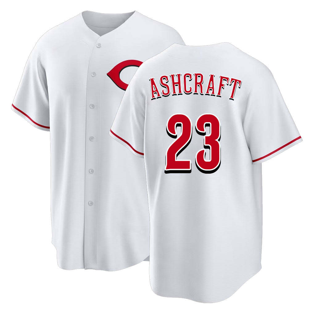 Cincinnati #23 Ashcraft Player Baseball Short Sleeve White Jersey Graham For Men Women Youth Gift