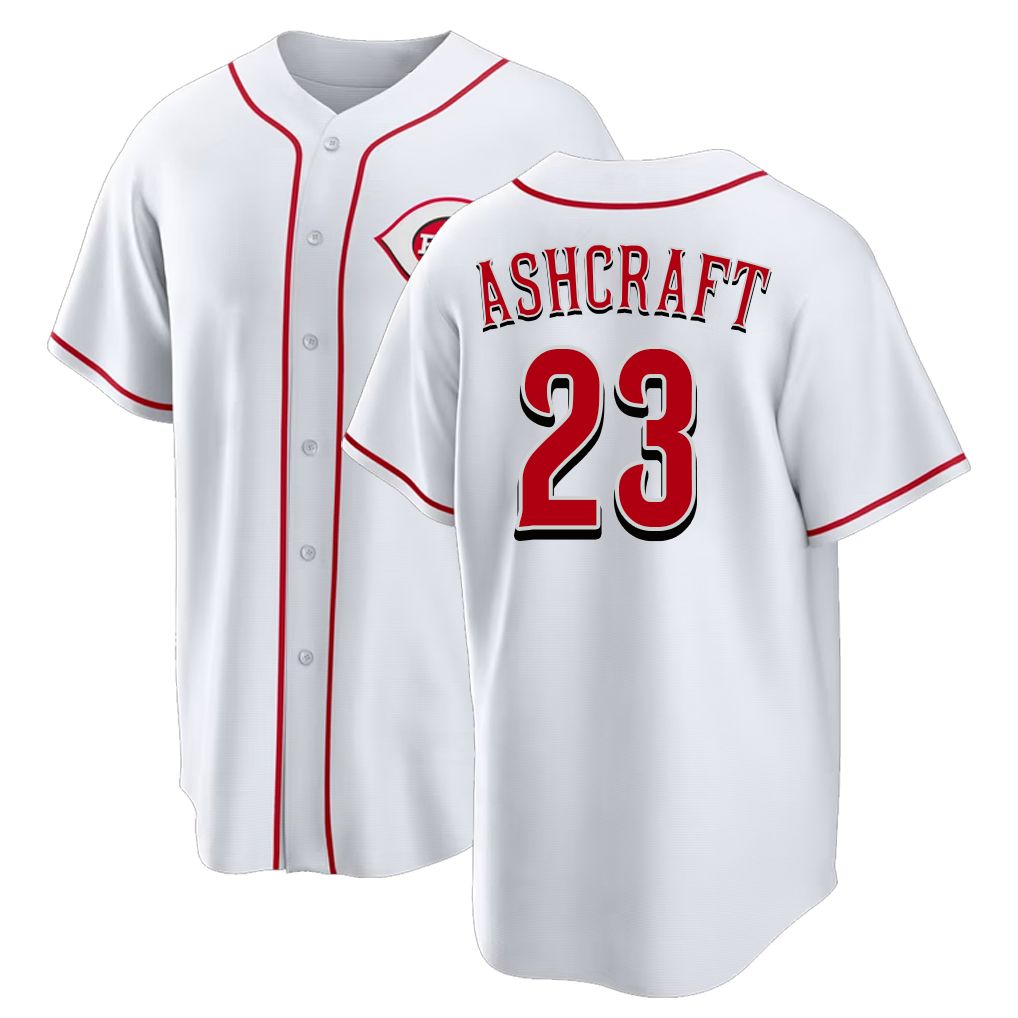 Cincinnati #23 Ashcraft Player Baseball Short Sleeve White Jersey Graham For Men Women Youth Gift