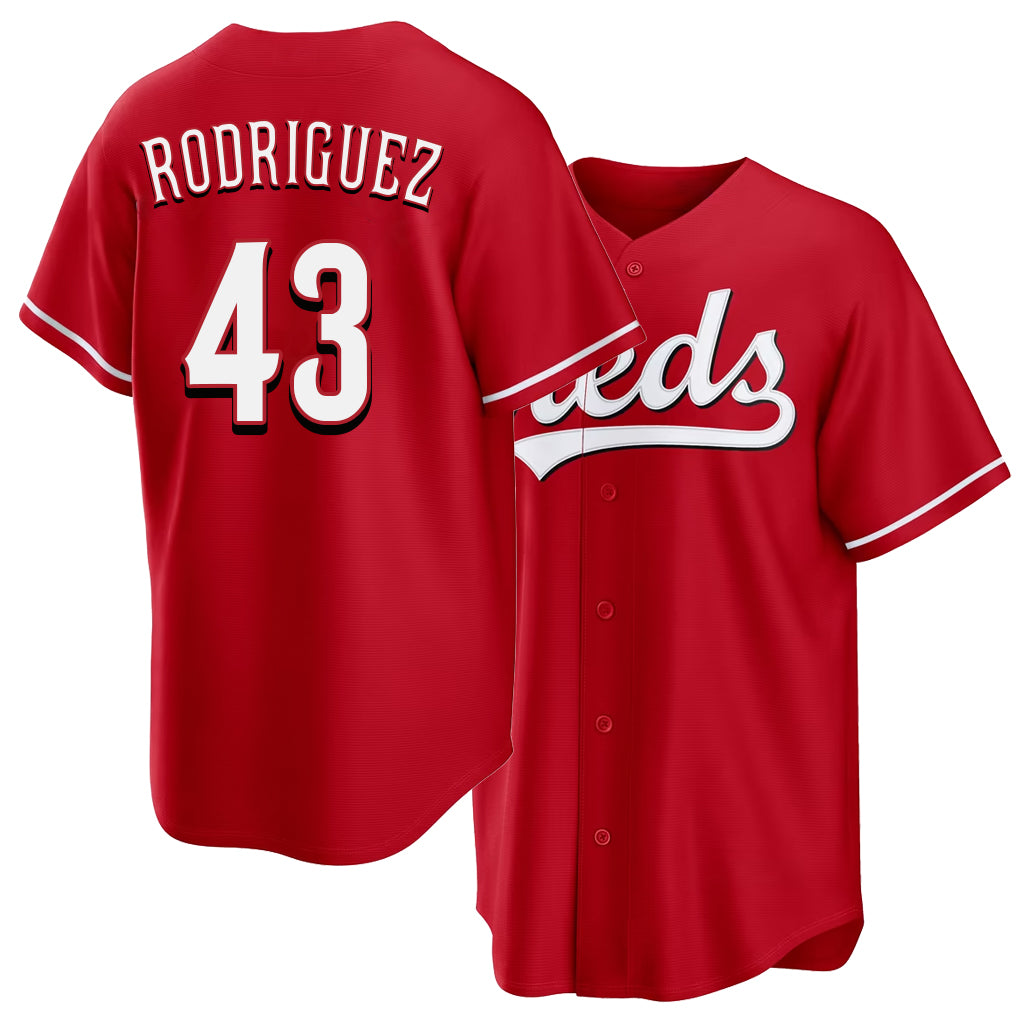 Cincinnati #43 Rodriguez Player Baseball Short Sleeve Red Jersey Hector For Men Women Youth Gift