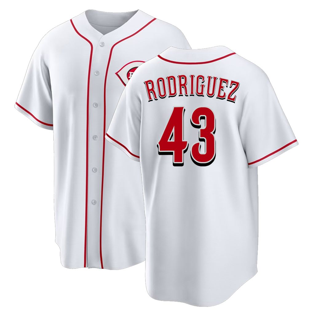 Cincinnati #43 Rodriguez Player Baseball Short Sleeve White Jersey Hector For Men Women Youth Gift