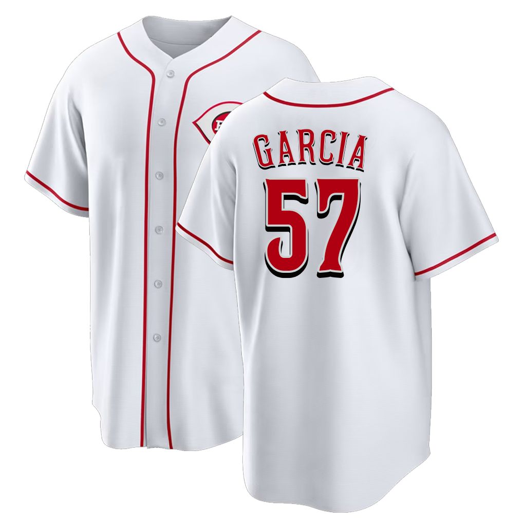 Cincinnati #57 Garcia Player Baseball Short Sleeve White Jersey Julian For Men Women Youth Gift