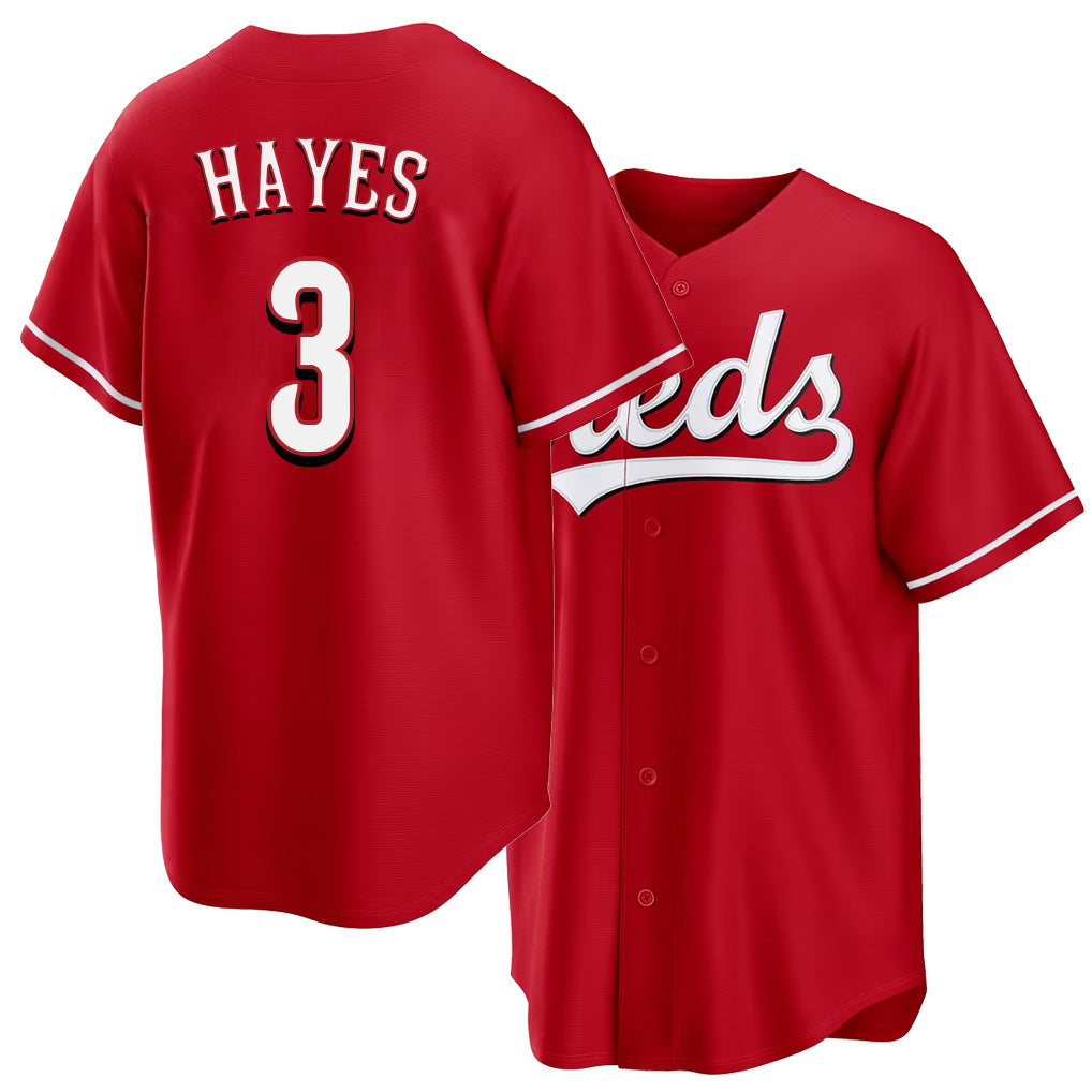 Cincinnati #3 Hayes Player Baseball Short Sleeve Red Jersey Ke'Bryan For Men Women Youth Gift