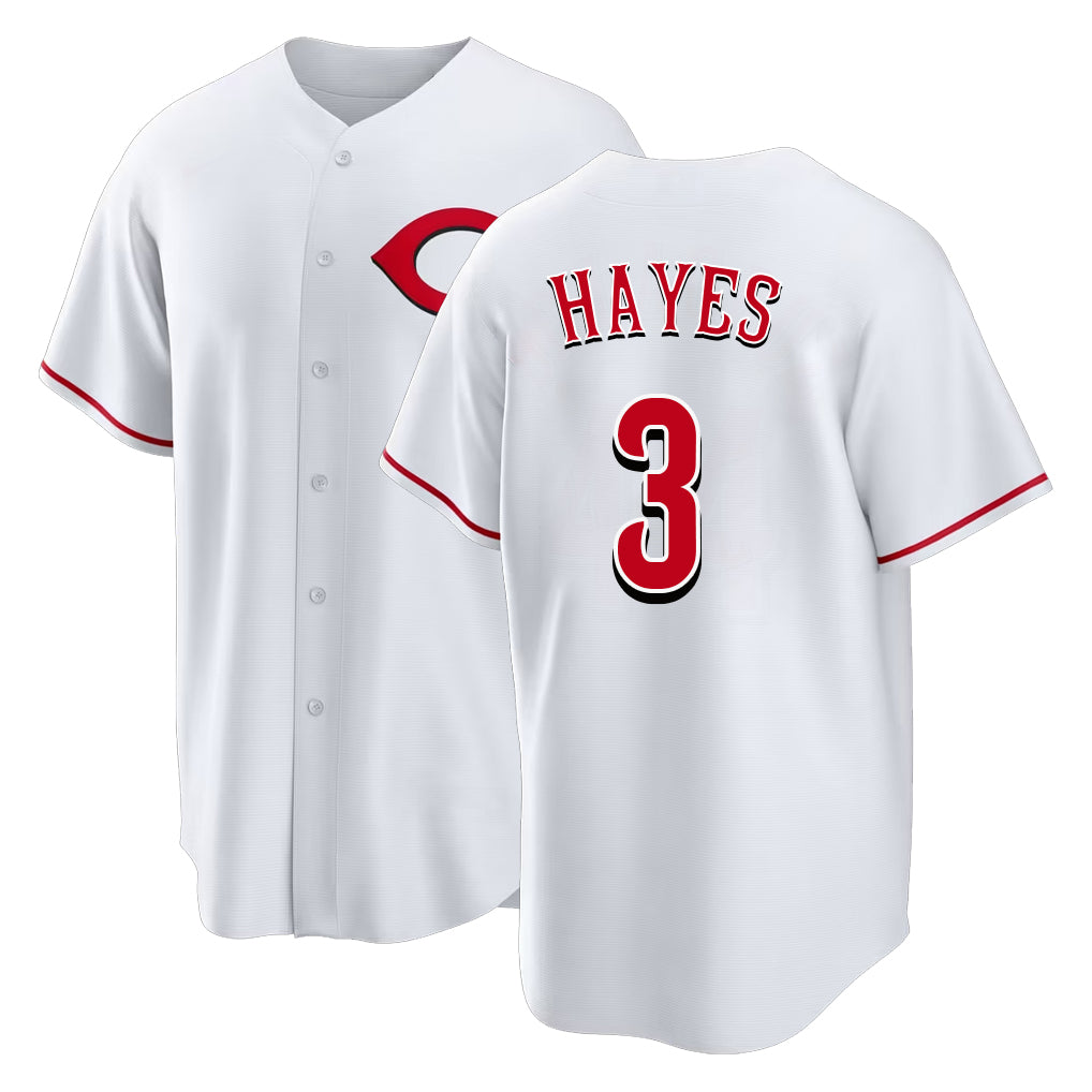 Cincinnati #3 Hayes Player Baseball Short Sleeve White Jersey Ke'Bryan For Men Women Youth Gift