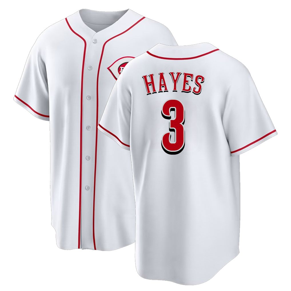 Cincinnati #3 Hayes Player Baseball Short Sleeve White Jersey Ke'Bryan For Men Women Youth Gift